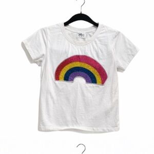 White Kids T-Shirt with Rainbow Design